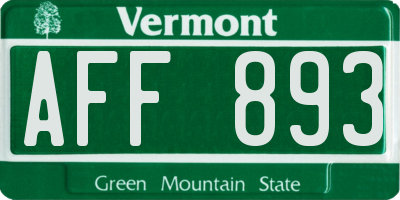 VT license plate AFF893