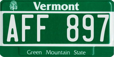 VT license plate AFF897