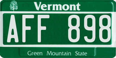 VT license plate AFF898