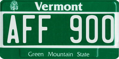 VT license plate AFF900
