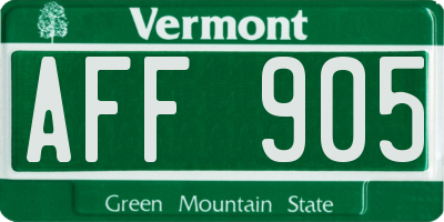 VT license plate AFF905