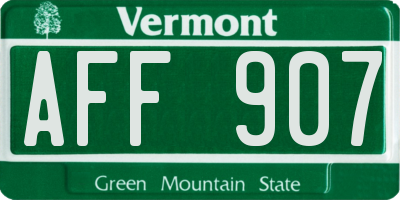 VT license plate AFF907