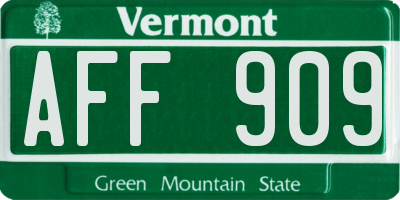 VT license plate AFF909