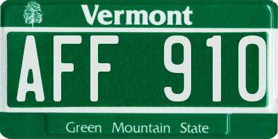 VT license plate AFF910