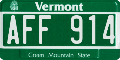 VT license plate AFF914
