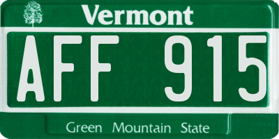 VT license plate AFF915