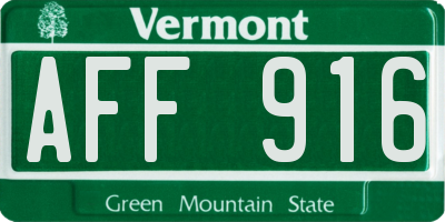 VT license plate AFF916