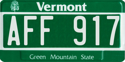 VT license plate AFF917