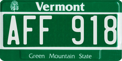 VT license plate AFF918
