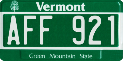 VT license plate AFF921
