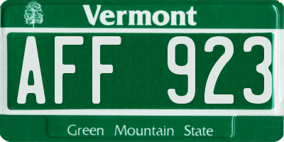 VT license plate AFF923