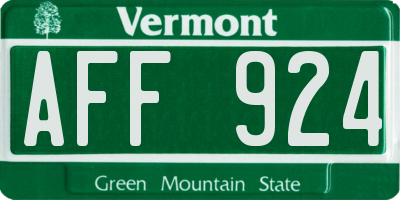 VT license plate AFF924