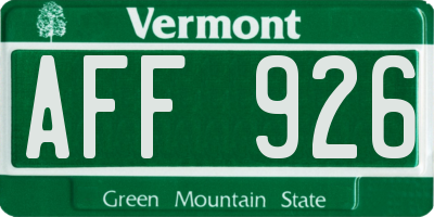 VT license plate AFF926