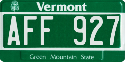 VT license plate AFF927