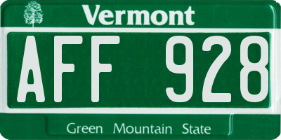 VT license plate AFF928