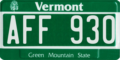 VT license plate AFF930