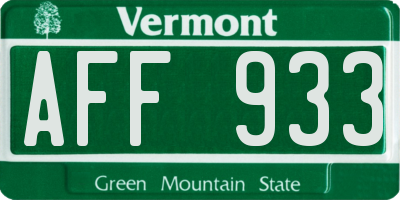 VT license plate AFF933