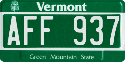 VT license plate AFF937