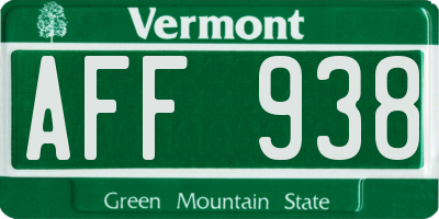 VT license plate AFF938