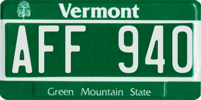 VT license plate AFF940
