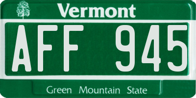 VT license plate AFF945