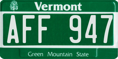 VT license plate AFF947