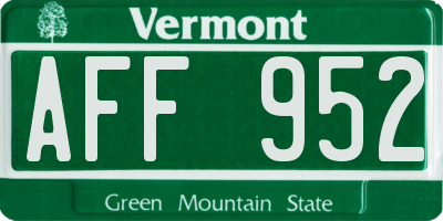 VT license plate AFF952