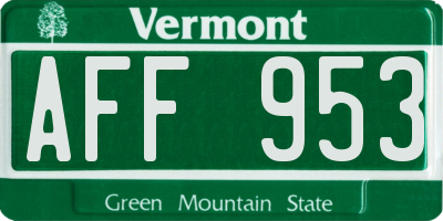VT license plate AFF953
