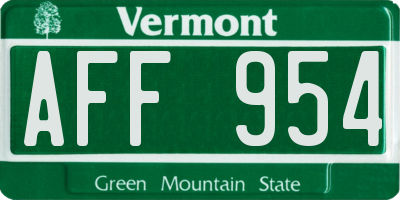 VT license plate AFF954