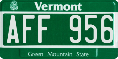VT license plate AFF956