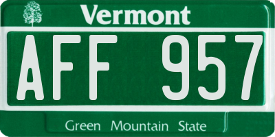 VT license plate AFF957