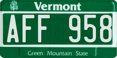 VT license plate AFF958