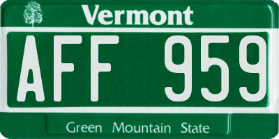 VT license plate AFF959
