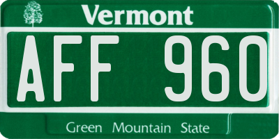 VT license plate AFF960