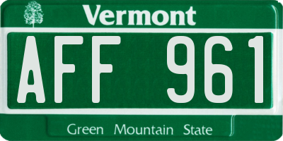 VT license plate AFF961