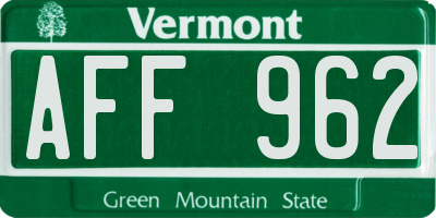 VT license plate AFF962