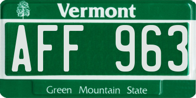 VT license plate AFF963