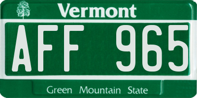 VT license plate AFF965