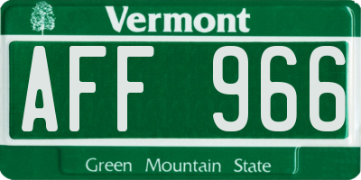 VT license plate AFF966