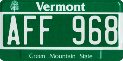 VT license plate AFF968