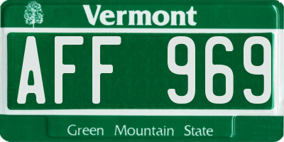 VT license plate AFF969