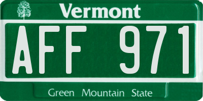 VT license plate AFF971