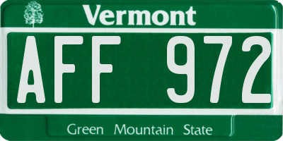 VT license plate AFF972