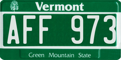 VT license plate AFF973