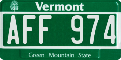 VT license plate AFF974
