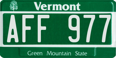 VT license plate AFF977