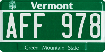 VT license plate AFF978