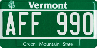 VT license plate AFF990