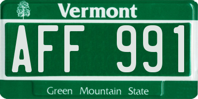 VT license plate AFF991
