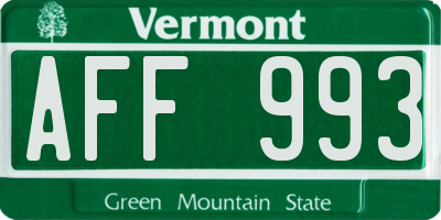 VT license plate AFF993